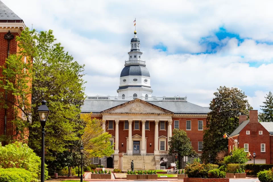 Maryland State House building in Annapolis, Maryland.